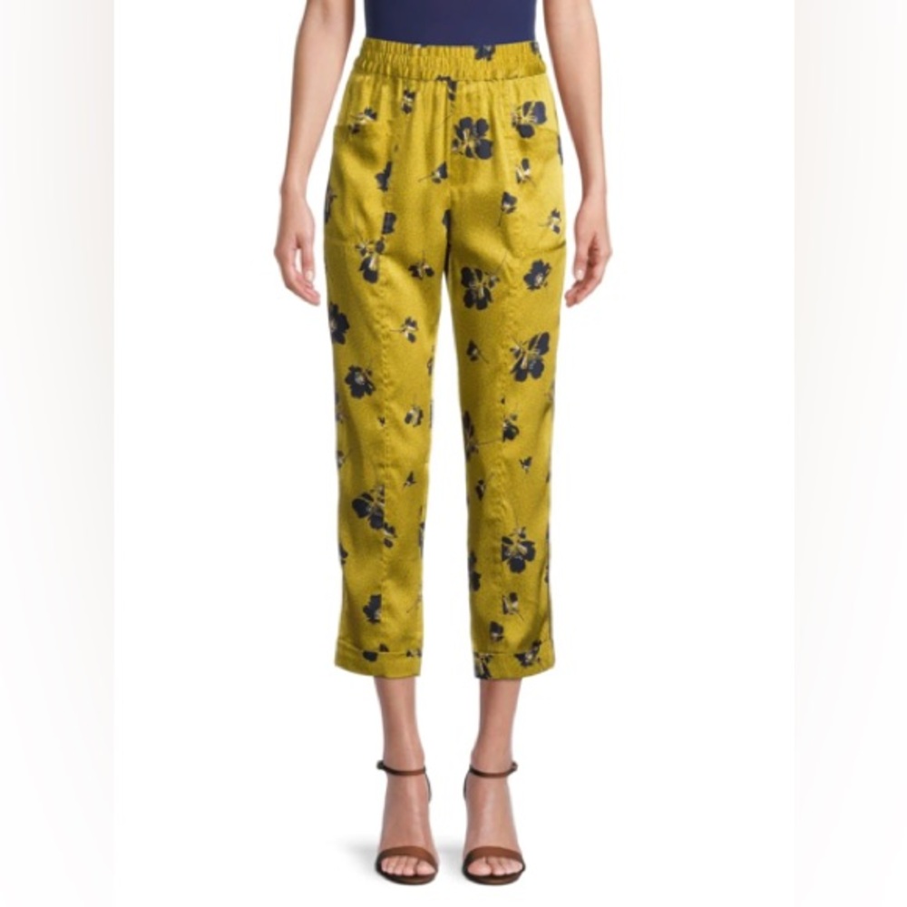 REBECCA MINKOFF June Floral Cropped Pull-On Pants Large